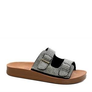 NEW CORKYS FOOTWEAR women's let’s be real rhinestone sandals in black